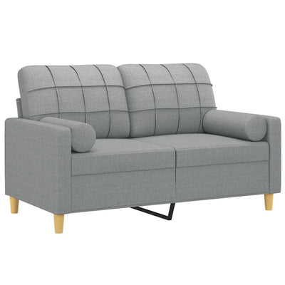 2-Seater Sofa with Throw Pillows Light Grey 120 cm Fabric Payday Deals