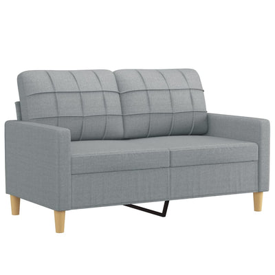 2-Seater Sofa with Throw Pillows Light Grey 120 cm Fabric Payday Deals