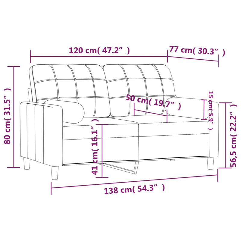 2-Seater Sofa with Throw Pillows Light Grey 120 cm Fabric Payday Deals