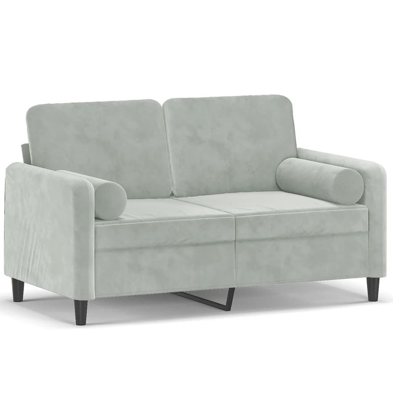 2-Seater Sofa with Throw Pillows Light Grey 120 cm Velvet Payday Deals