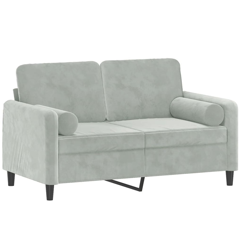 2-Seater Sofa with Throw Pillows Light Grey 120 cm Velvet Payday Deals