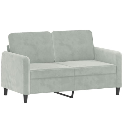 2-Seater Sofa with Throw Pillows Light Grey 120 cm Velvet Payday Deals