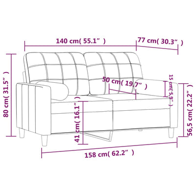 2-Seater Sofa with Throw Pillows Light Grey 140 cm Fabric Payday Deals
