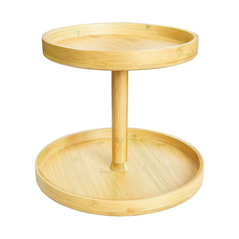 2-Tier Bamboo Lazy Susan Turntable Organizer for Kitchen Counter Cabinet Payday Deals