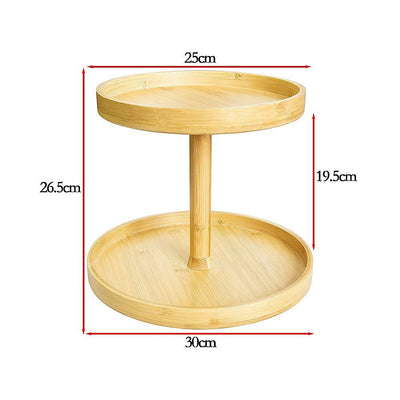 2-Tier Bamboo Lazy Susan Turntable Organizer for Kitchen Counter Cabinet Payday Deals