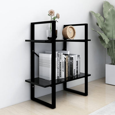 2-Tier Book Cabinet Black 60x30x70 cm Engineered Wood Payday Deals