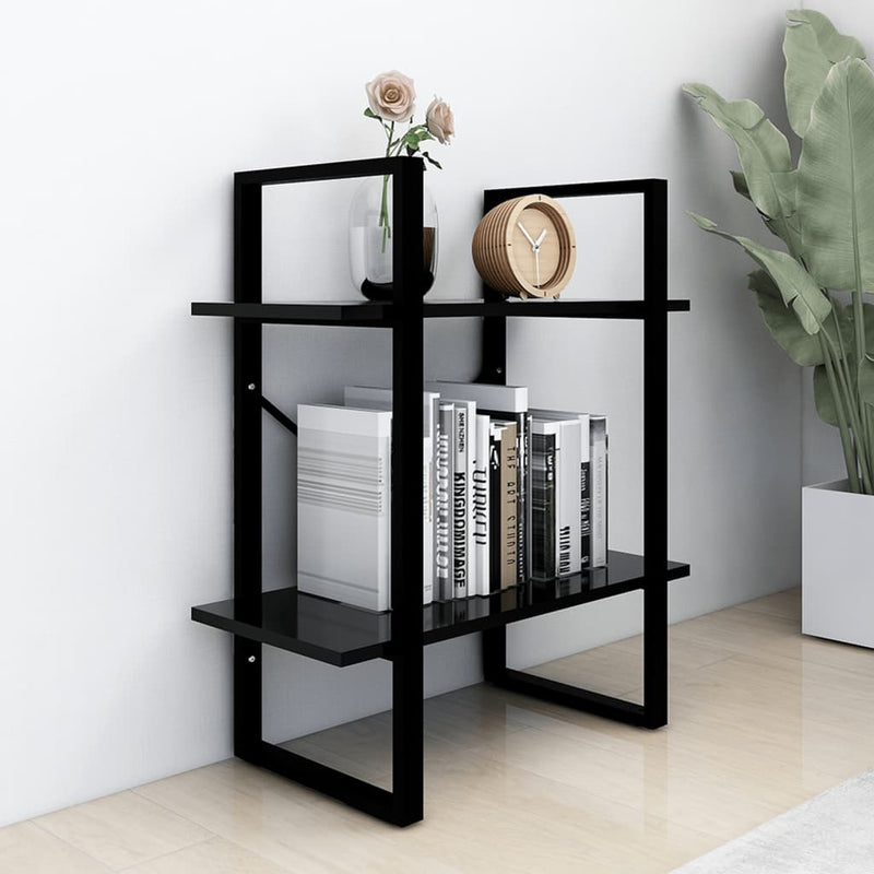 2-Tier Book Cabinet Black 60x30x70 cm Engineered Wood Payday Deals