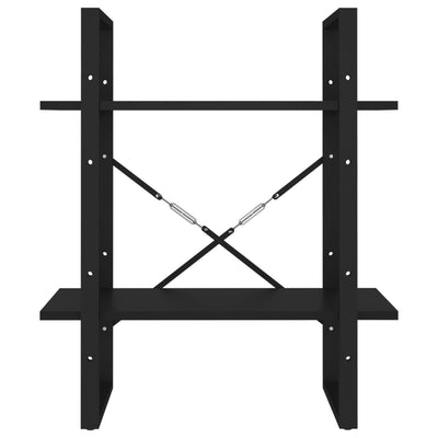 2-Tier Book Cabinet Black 60x30x70 cm Engineered Wood Payday Deals