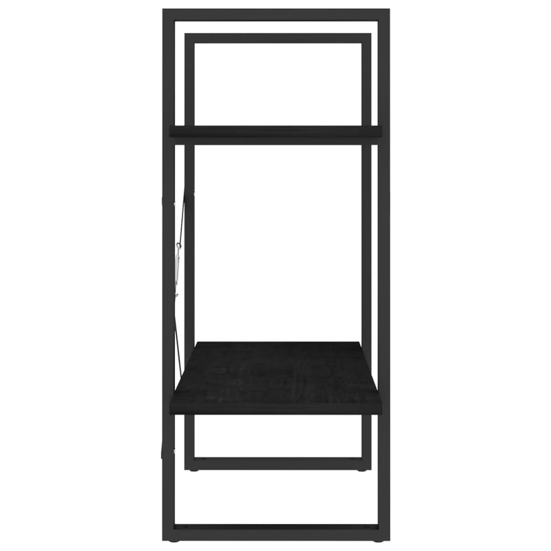 2-Tier Book Cabinet Black 60x30x70 cm Solid Pine Wood Payday Deals