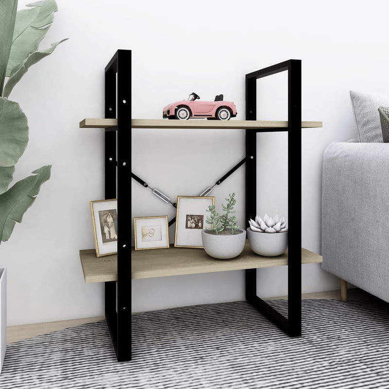 2-Tier Book Cabinet Sonoma Oak 60x30x70 cm Engineered Wood Payday Deals