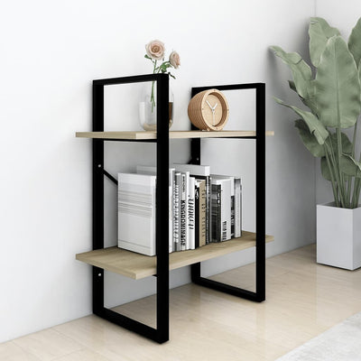 2-Tier Book Cabinet Sonoma Oak 60x30x70 cm Engineered Wood Payday Deals