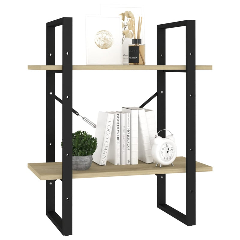 2-Tier Book Cabinet Sonoma Oak 60x30x70 cm Engineered Wood Payday Deals