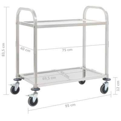 2-Tier Kitchen Trolley 95x45x83.5 cm Stainless Steel Payday Deals