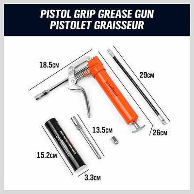 2-WAY Mini Grease Gun Manual Pistol Grip With 3OZ Cartridge Flexi Hose & Coupler Payday Deals