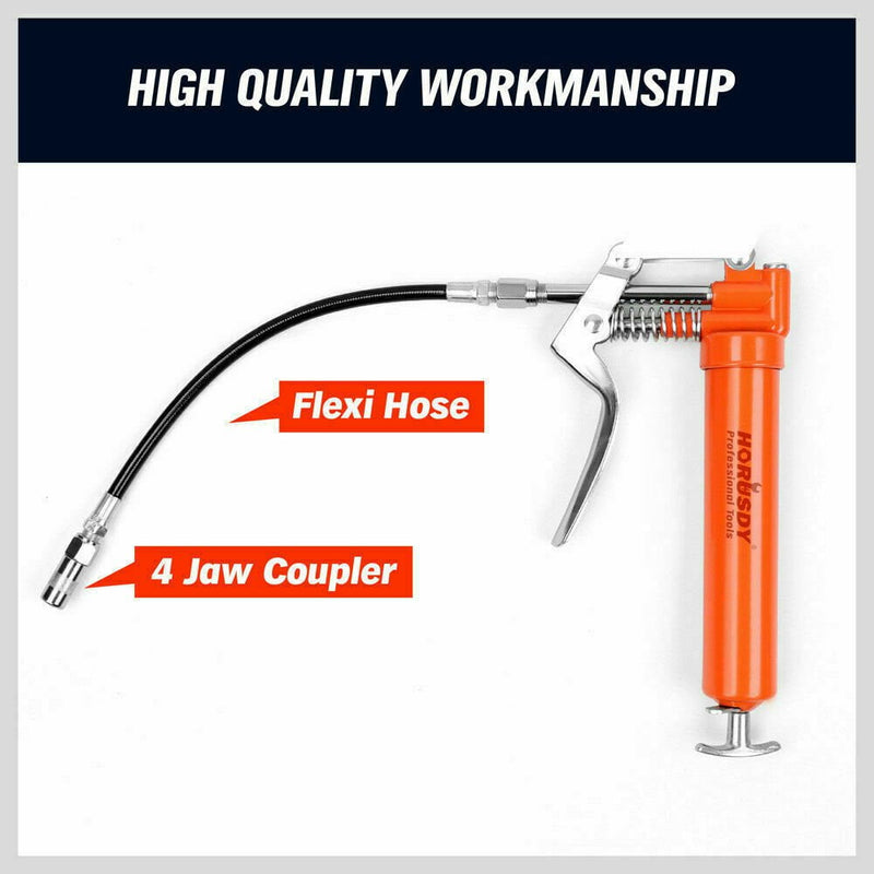 2-WAY Mini Grease Gun Manual Pistol Grip With 3OZ Cartridge Flexi Hose & Coupler Payday Deals