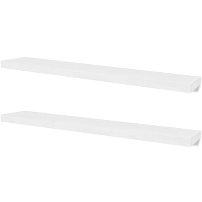 2 White MDF Floating Wall Display Shelves Book/DVD Storage Payday Deals