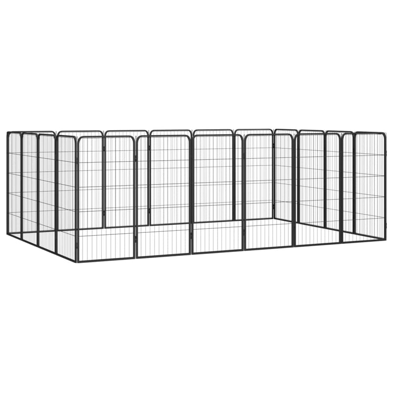 20-Panel Dog Playpen Black 50x100 cm Powder-coated Steel Payday Deals