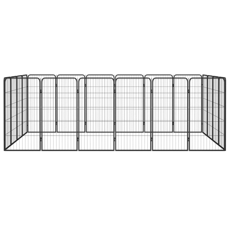 20-Panel Dog Playpen Black 50x100 cm Powder-coated Steel Payday Deals