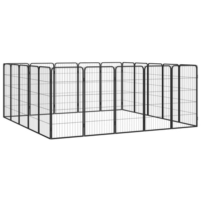 20-Panel Dog Playpen Black 50x100 cm Powder-coated Steel Payday Deals