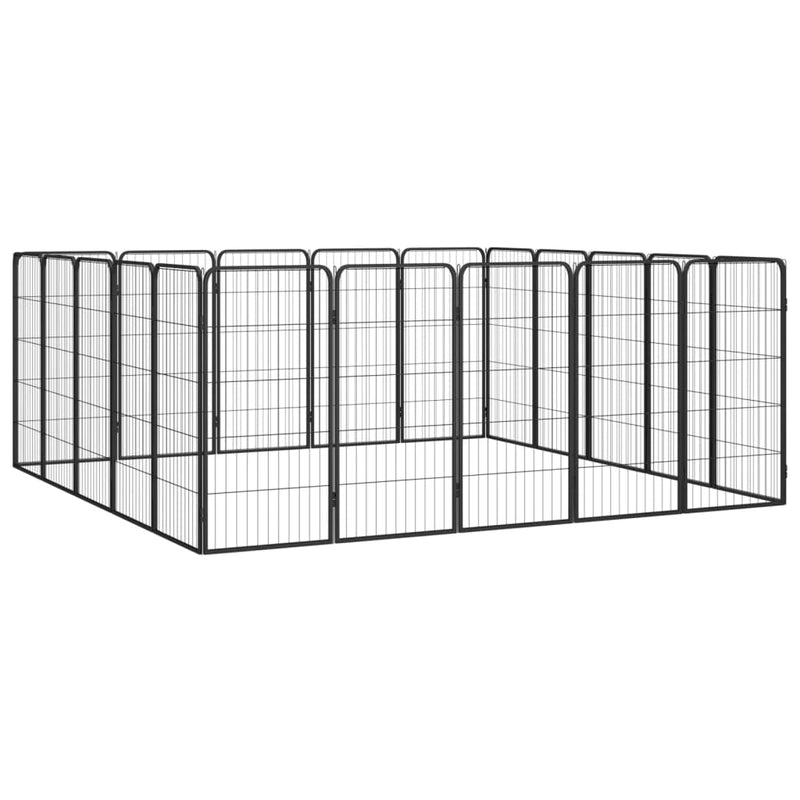 20-Panel Dog Playpen Black 50x100 cm Powder-coated Steel Payday Deals
