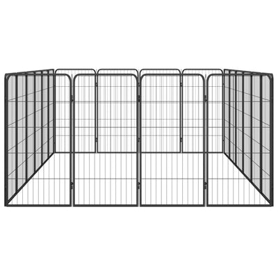 20-Panel Dog Playpen Black 50x100 cm Powder-coated Steel Payday Deals