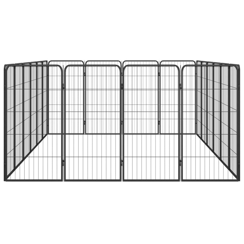 20-Panel Dog Playpen Black 50x100 cm Powder-coated Steel Payday Deals