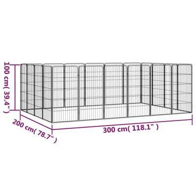 20-Panel Dog Playpen Black 50x100 cm Powder-coated Steel Payday Deals