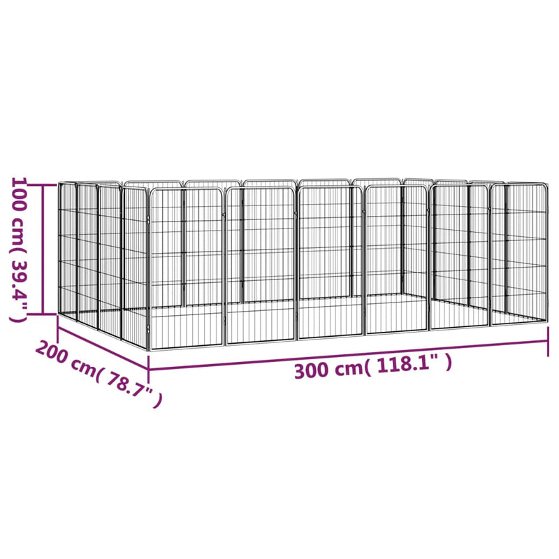 20-Panel Dog Playpen Black 50x100 cm Powder-coated Steel Payday Deals