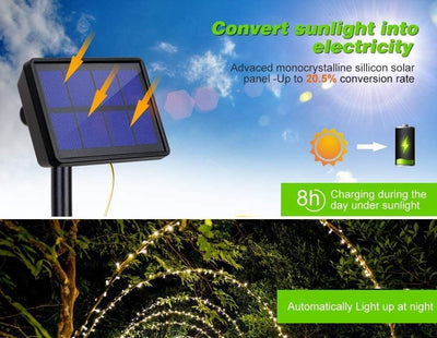 200 Waterproof LED Solar Fairy Light Outdoor with 8 Lighting Modes for Home,Garden and Decoration Payday Deals