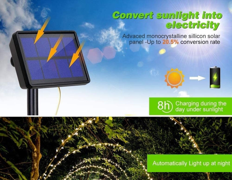 200 Waterproof LED Solar Fairy Light Outdoor with 8 Lighting Modes for Home,Garden and Decoration Payday Deals