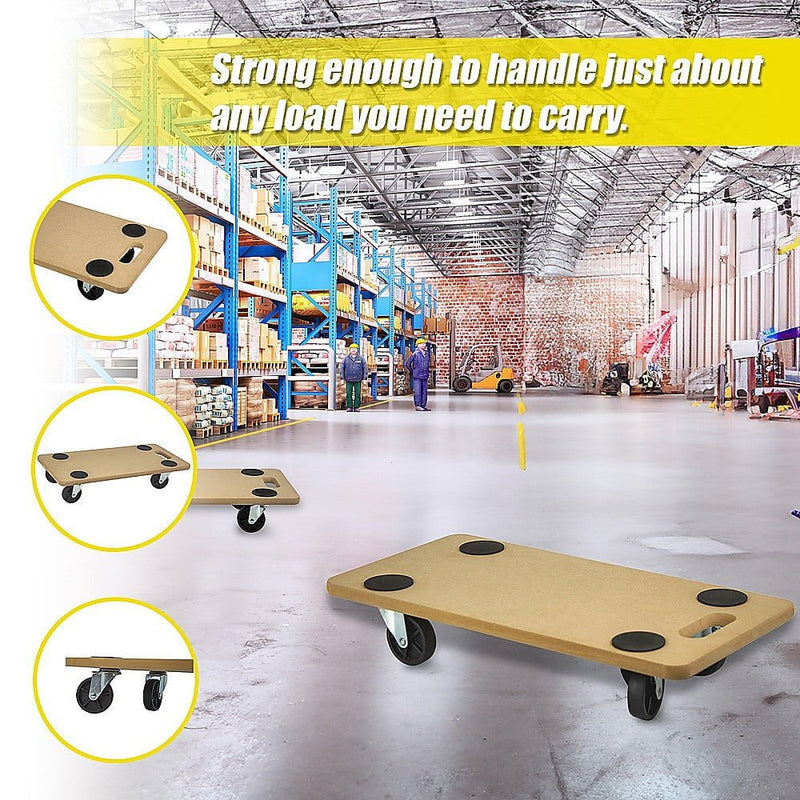 200kg Heavy Duty Hand Dolly Furniture Wooden Trolley Cart Moving Platform Mover Payday Deals