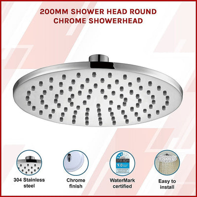 200mm Shower Head Round Chrome Showerhead Payday Deals