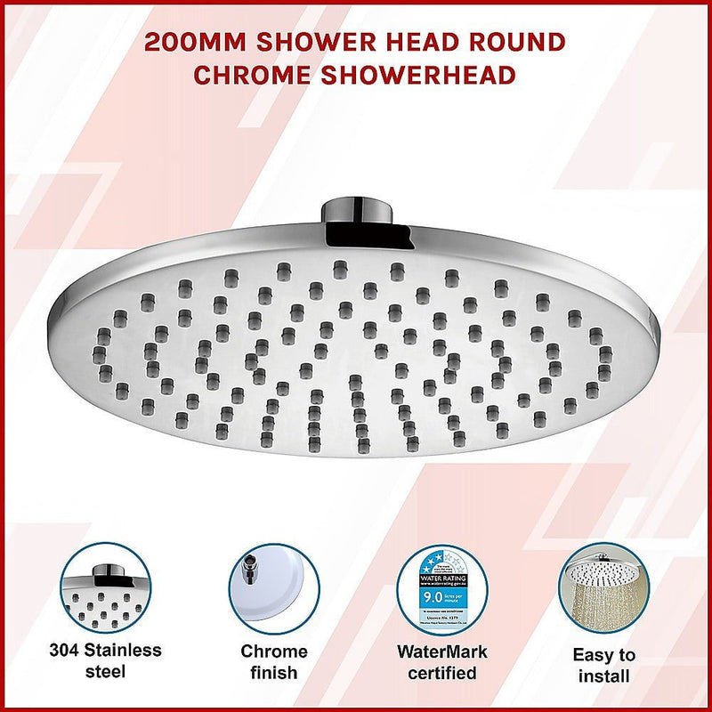 200mm Shower Head Round Chrome Showerhead Payday Deals