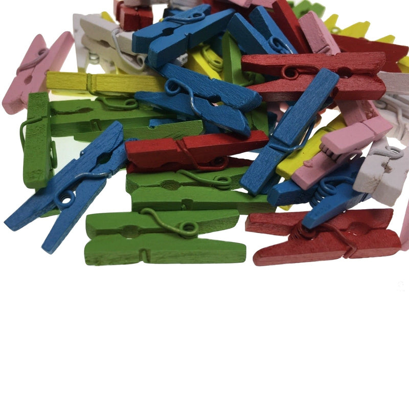 200pc Set Mini Wooden Pegs Craft Scrapbook Shower Clothes Pin 25mm Payday Deals