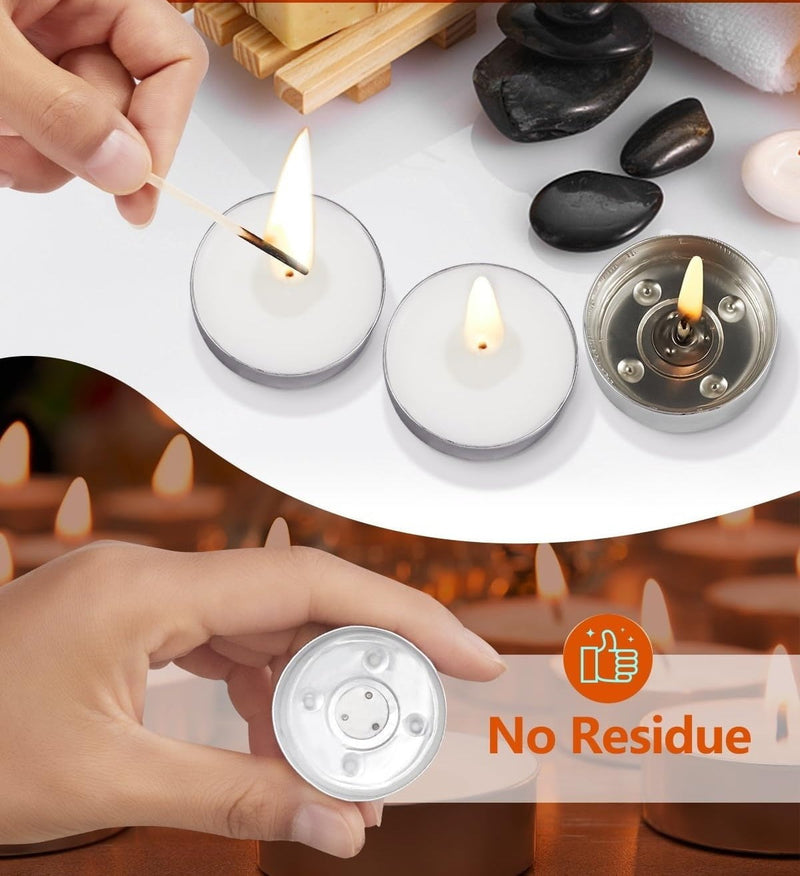 200pcs TEA LIGHT CANDLES 9 Hour Burn Tealight Wedding Smokeless Crystal Wax BULK Payday Deals