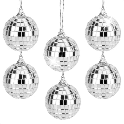 6x Hanging Mini Disco Balls Shiny Silver Mirror Party Halloween Reflect 4cm Bulk