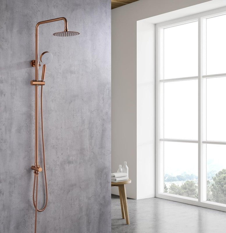 2023 Brushed Rose Gold Copper Solid Stainless Steel 304 made shower set w diverter 200 mm head sprayer hand held head Payday Deals