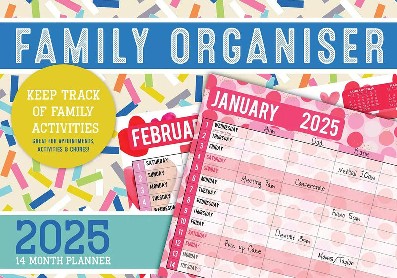 2025 Family Organiser Rectangle Wall Calendar 14 Months Hanging Planner Souvenir Payday Deals