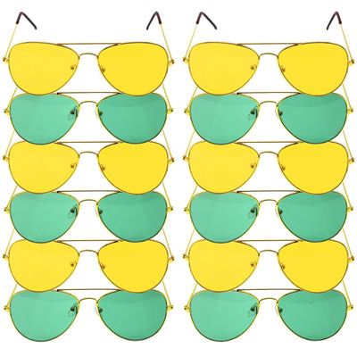 Green and Yellow Gold Aviator Party Glasses – Fun Novelty Set Australia Day