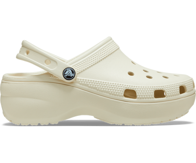 Crocs Womens Classic Platform Clog Sandals Slip On Shoes - Bone