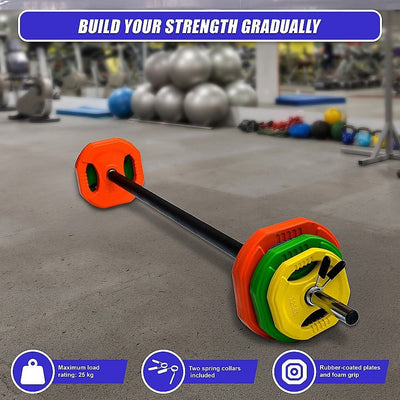 20kg Standard Rubber Coloured Barbell Payday Deals