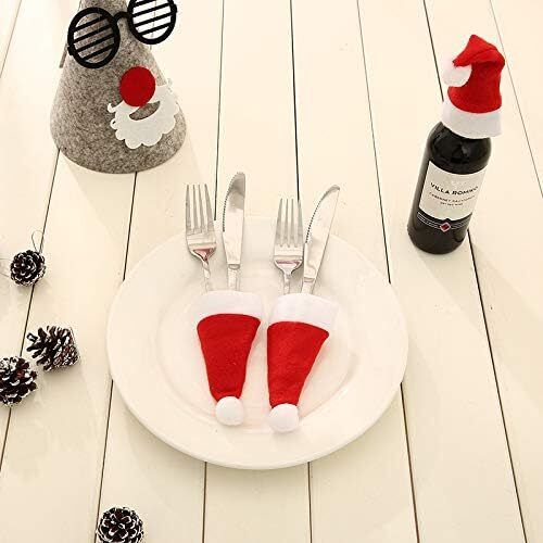 20PCS Red Hat Santa Cutlery Christmas Knife Bag Xmas Fork Holder Xmas Decoration Payday Deals