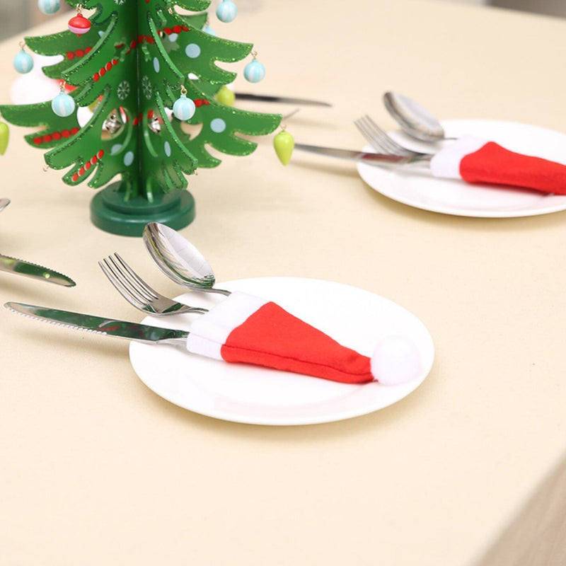 20PCS Red Hat Santa Cutlery Christmas Knife Bag Xmas Fork Holder Xmas Decoration Payday Deals