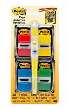 Post-it Flags Value Pack 50/Dispenser 4 Dispensers/Pack 1 in Wide Highlighter