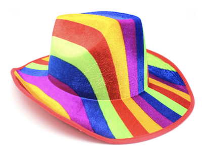 Rainbow Striped Cowboy Hat Trilby Fedora Clown Cap LGBT Gay Pride Party Costume