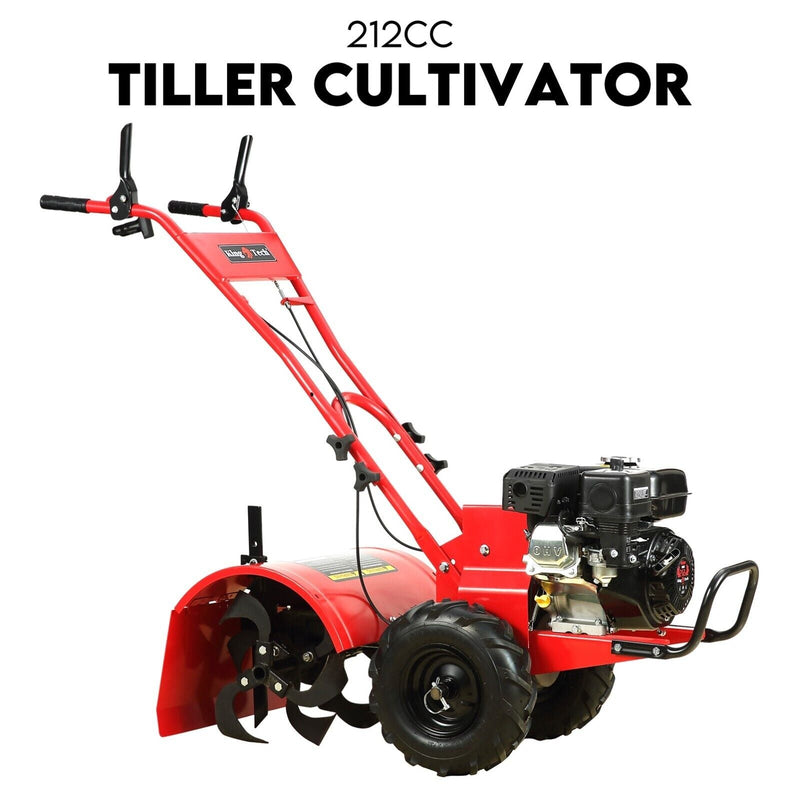 212CC Tiller Cultivator 4 Blades Rotating Tines Power Rotary Hoe Handheld Payday Deals