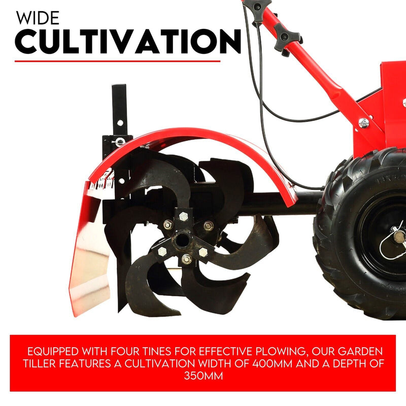 212CC Tiller Cultivator 4 Blades Rotating Tines Power Rotary Hoe Handheld Payday Deals