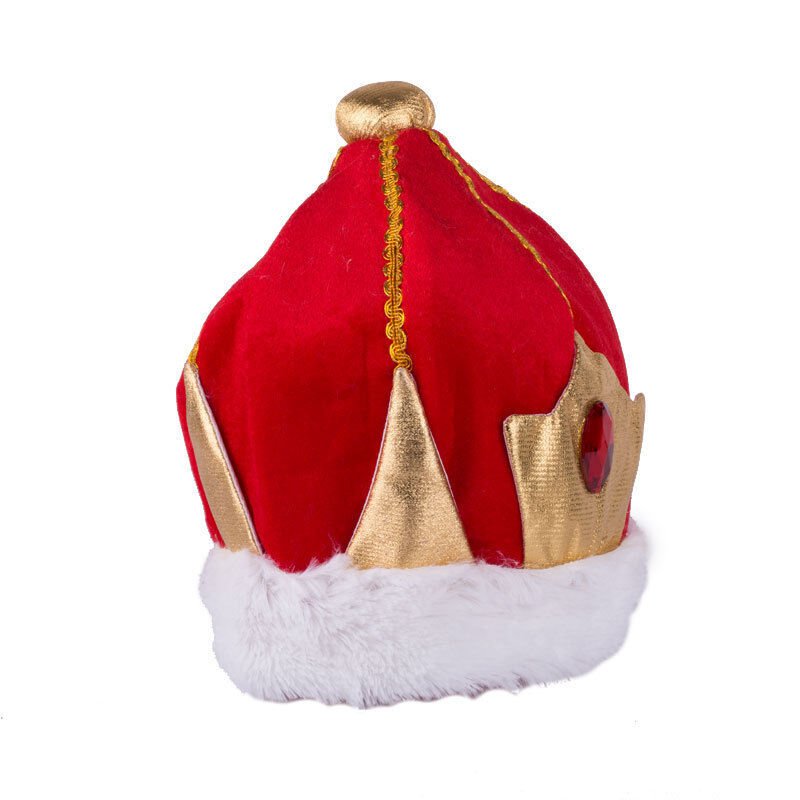 KING HAT Crown Costume Accessory Halloween Prince Party Dress Soft Gold/Red Cap