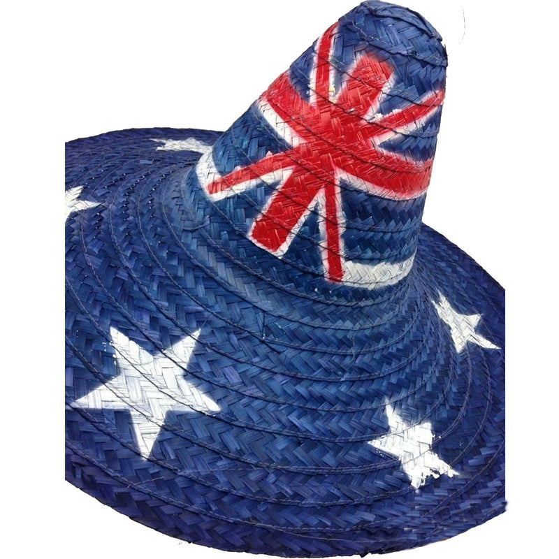 Mexican SOMBRERO Hat w Australian Aussie Flag Design Party Costume 55cm