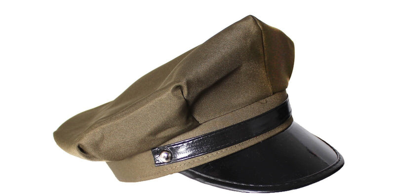 Army General WW2 US Air Corps Officer Crusher Party Costume Hat Cap in Military Green